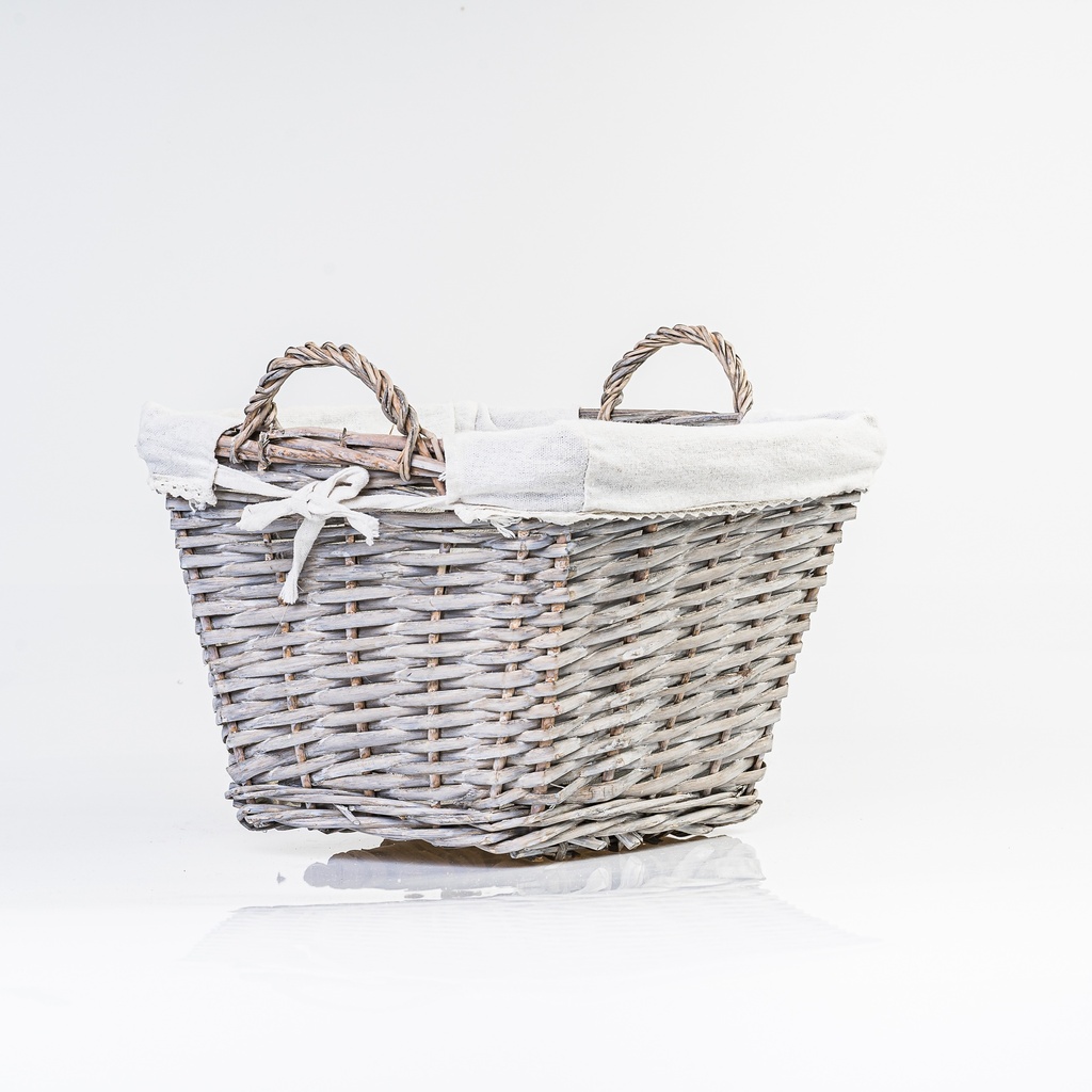 Location Panier en osier gris carré avec anses