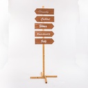 Location Flèches directionnelles (Pied et 5 flèches) Anglais - Bois foncé