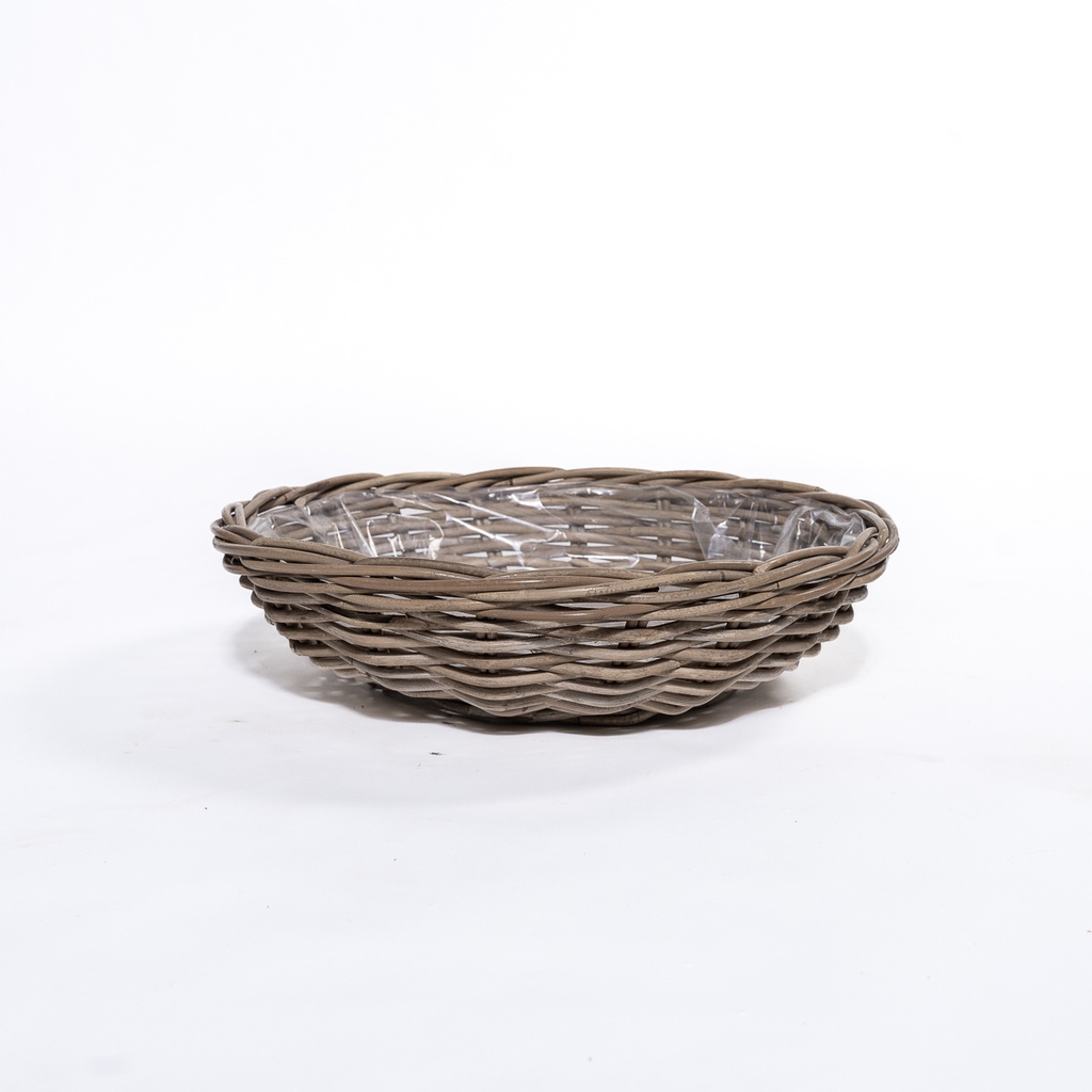 Location Grand panier rond en osier foncé fond plastifié