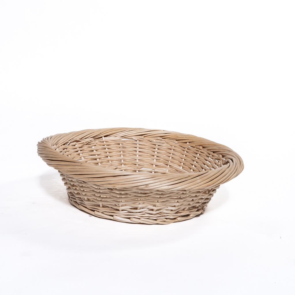 Location Grand panier en osier rond clair