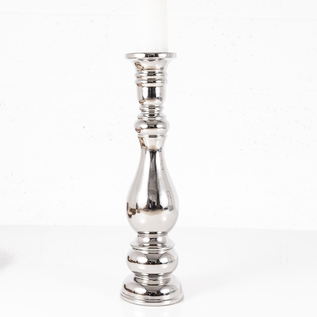 Location Chandelier haut en porcelaine argenté miroir