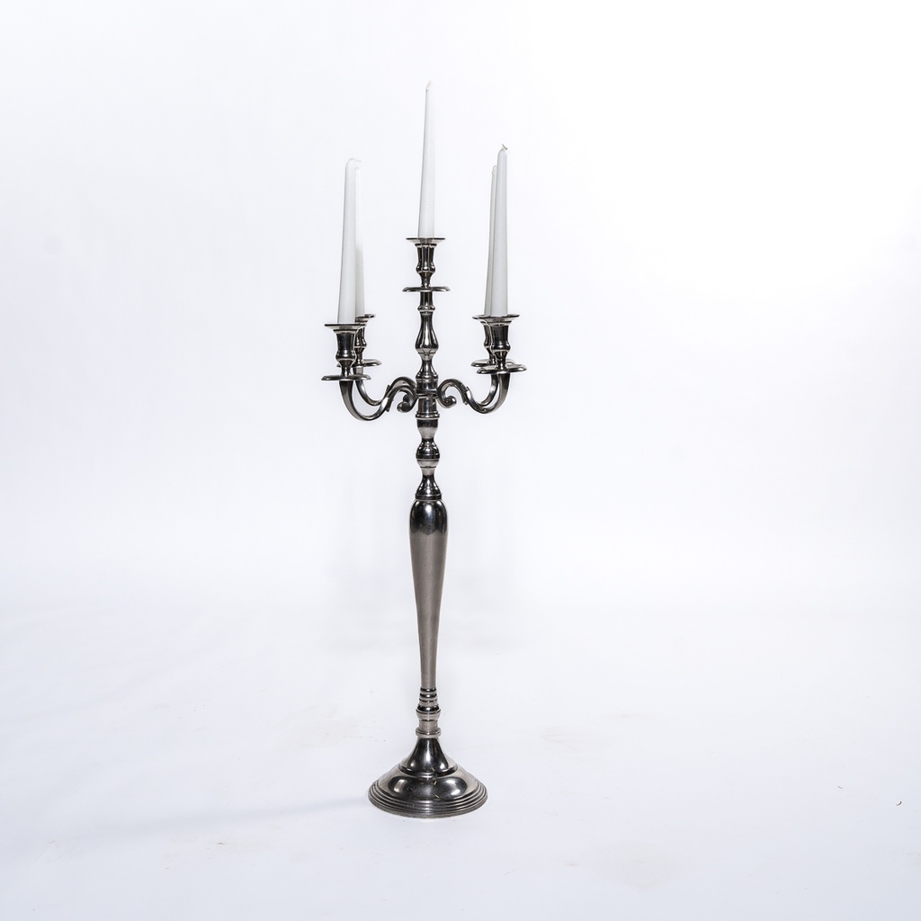 Location Chandelier argenté sur pied 5 branches GRAND