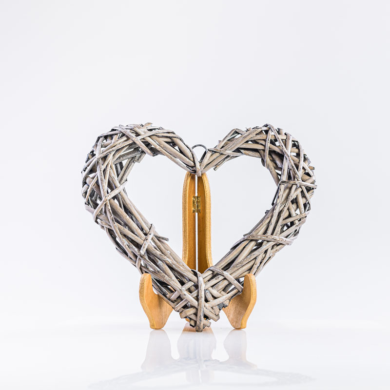 Location Coeur en rotin taupe grand format