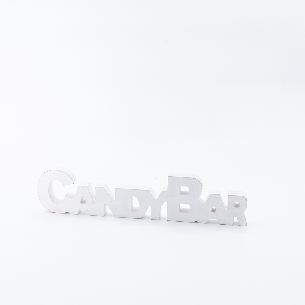 Location Candy Bar lettrage en bois blanc