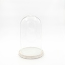 Location Cloche en verre M sur socle blanc