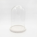 Location Cloche en verre L sur socle blanc