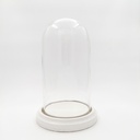 Location Cloche en verre XL sur socle blanc
