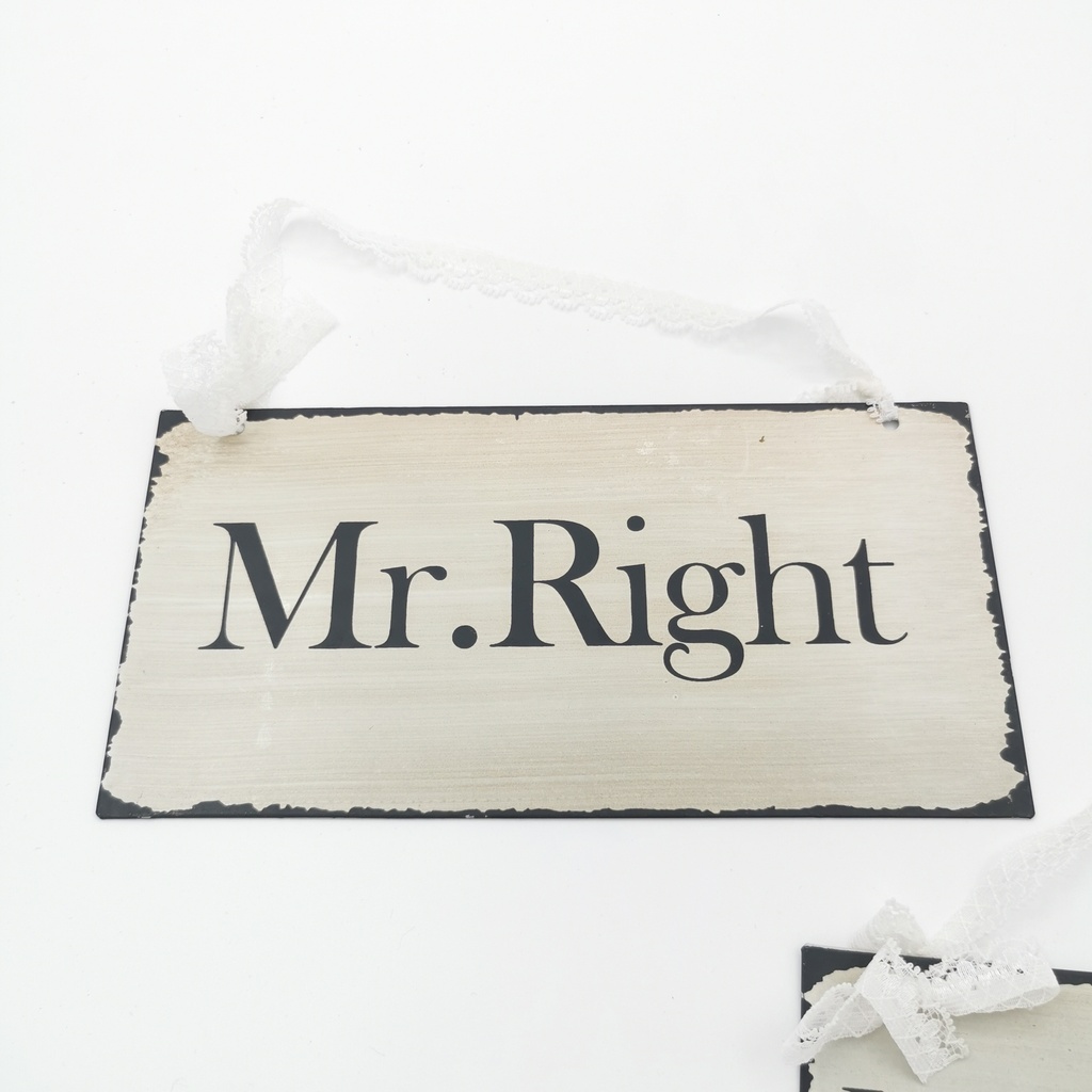 Location Plaquettes Mr &amp; Mrs right en métal