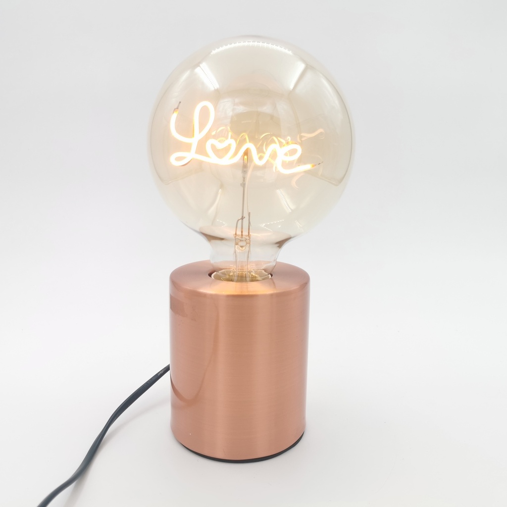 Location Lampe sur prise rose gold avec ampoule Love