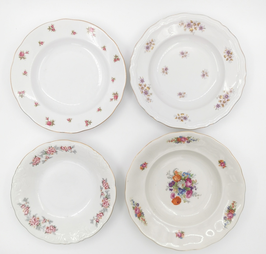 Location Assiette creuse fleurie dépareillée