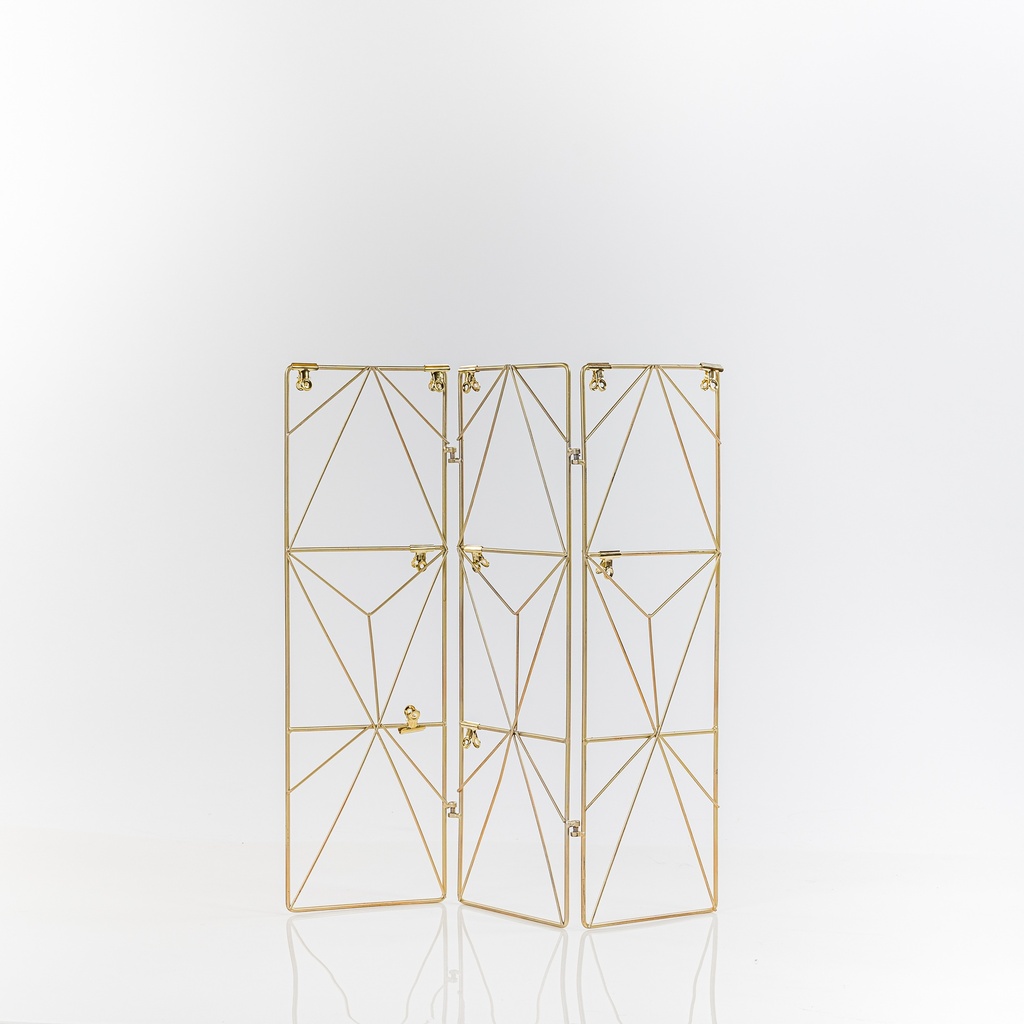 Location Porte photo paravent métallique doré géométrique
