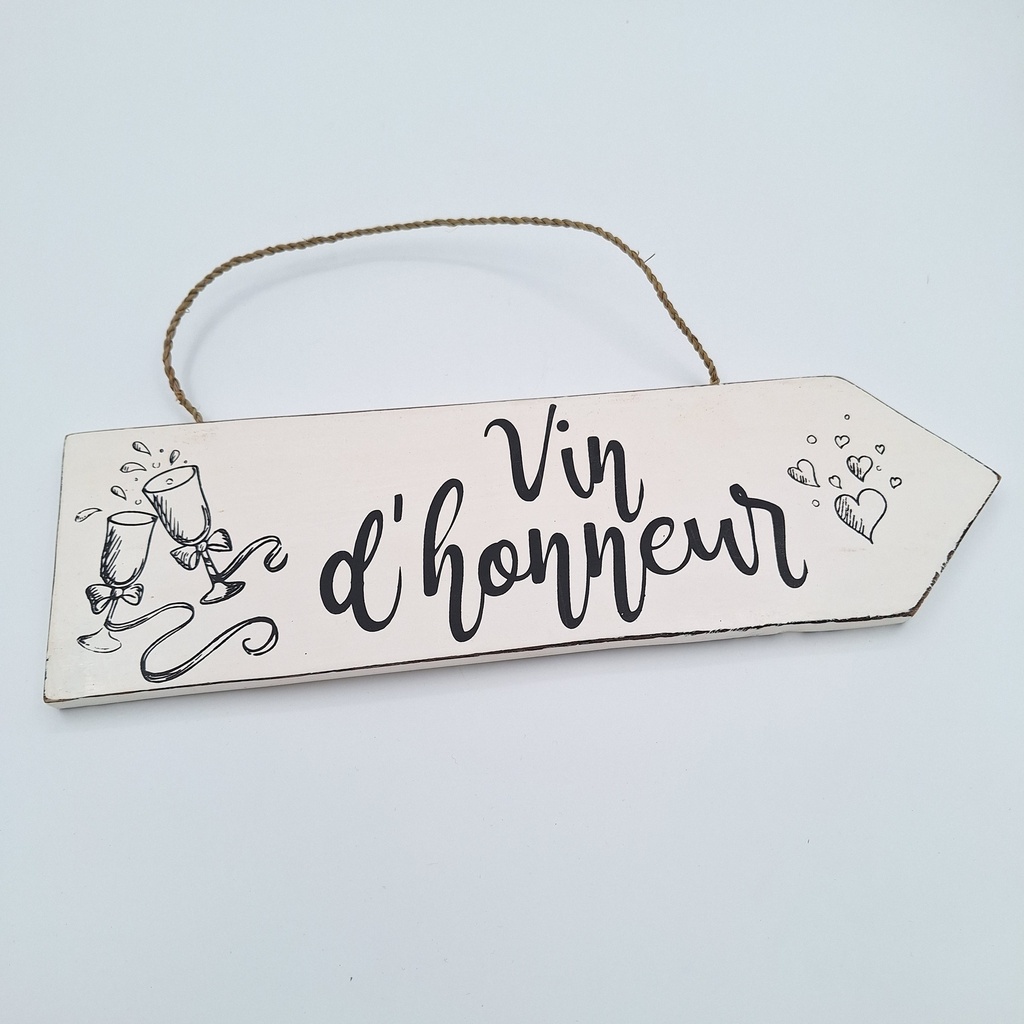 Location Flèche en bois blanche "Vin d'honneur"