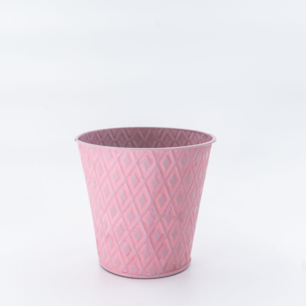 Location Pot en métal rose motifs losanges