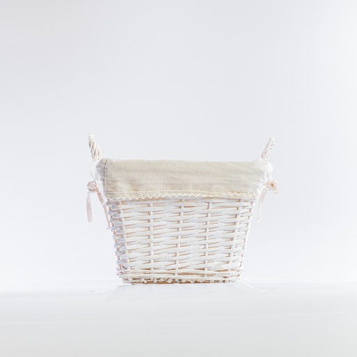 [A013] Location Panier en osier blanc carré avec anses