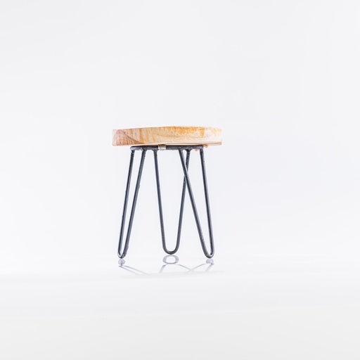 [A047] Location Mini tabouret en bois et pieds en métal