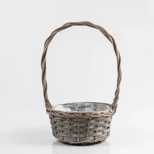 [A074] Location Panier rond gris anse haute