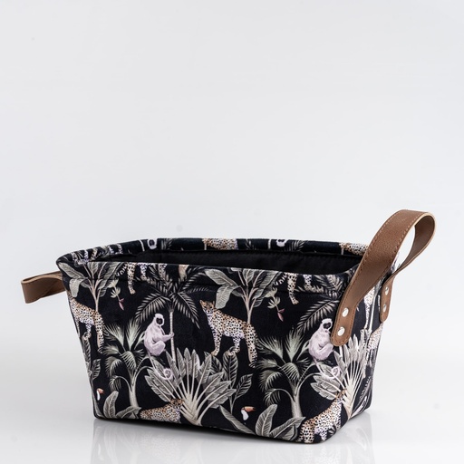 [A091] Location Panier velours noir jungle