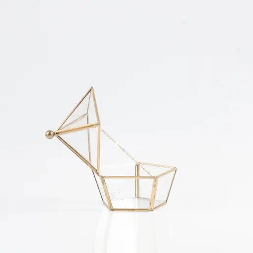 [A114] Location Boite en verre et métal doré