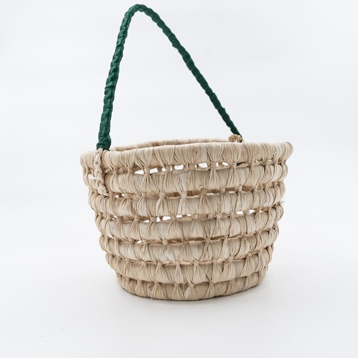 [A136] Location Panier tressé avec anse souple verte