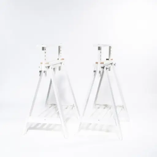 [A156] Location 2 tréteaux blanc hauteur réglable