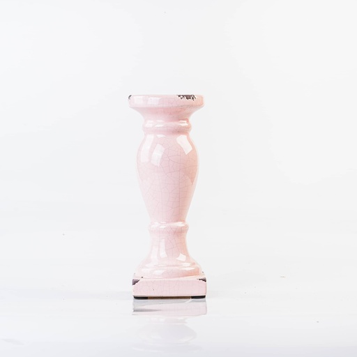 [B040] Location Bougeoir en porcelaine rose L