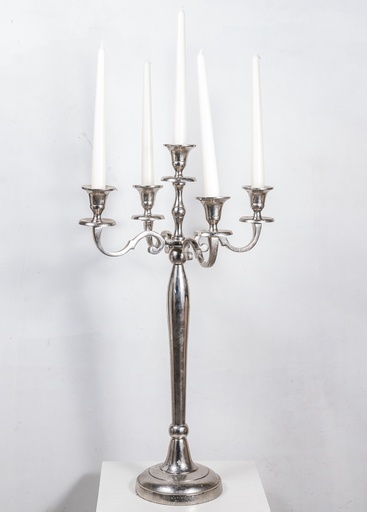 [B114] Location Chandelier argenté sur pied 5 branches