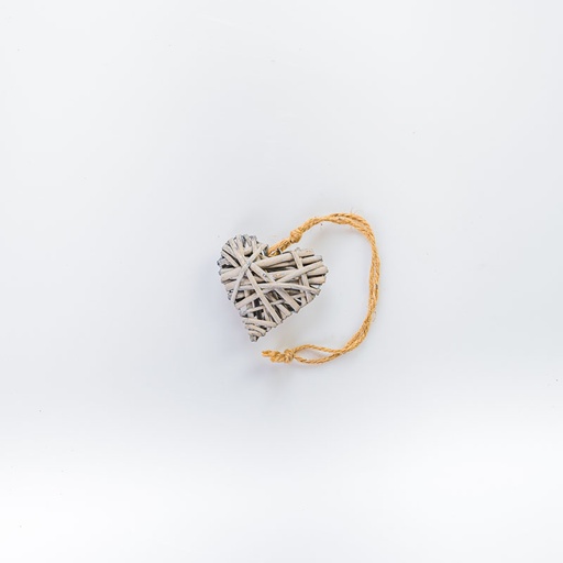 [D054] Location Coeur en rotin taupe petit format