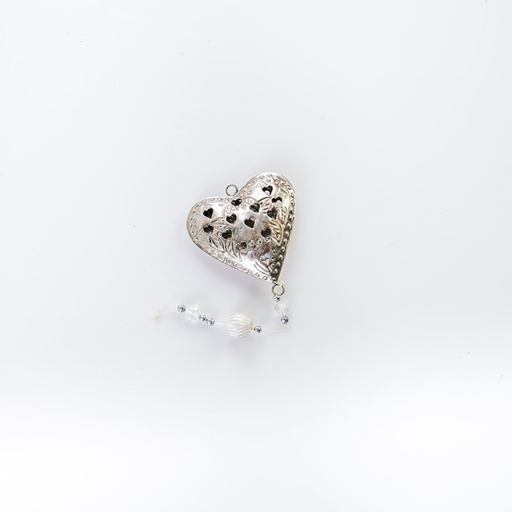 [D055] Location Coeur en métal à suspendre avec perles
