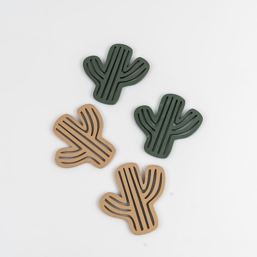 [D150] Location 4 cactus en bois doré et vert