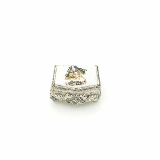 [D262] Location Petite boite argentée et blanche dessin vintage