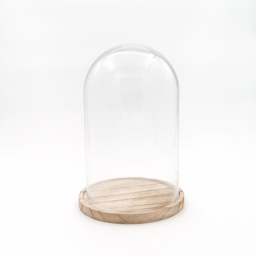 [D274] Location Cloche en verre L sur socle en bois