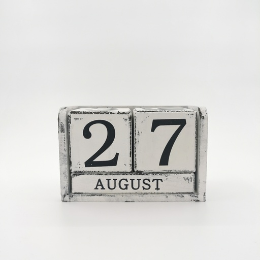 [D283] Location Calendrier à dater en bois blanc à cubes