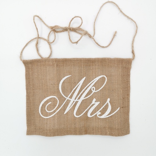 [D303] Location Toile de jute Mr &amp; Mrs pour chaises des mariés