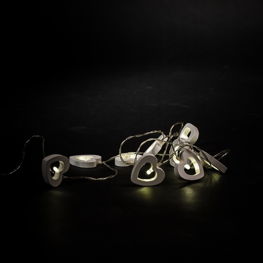 [L008] Location Guirlande de 10 coeurs en bois