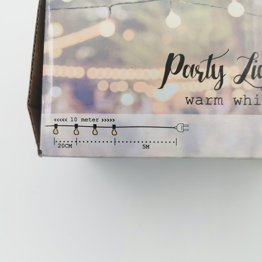 [L054] Location Guirlande sur prise, mini boules blanches 2,5cm - blanc chaud - 50 leds