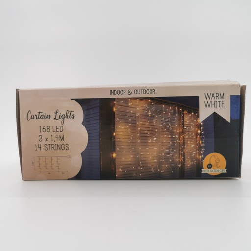 [L057] Location Rideau de lampes Led sur prise - 168 lampes - blanc chaud - 2m