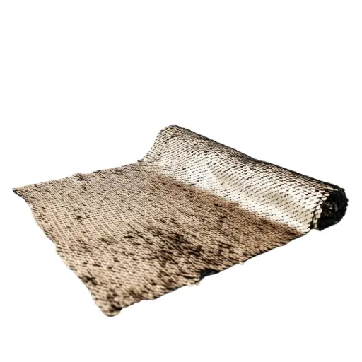[N013] Location Chemin de table à sequins dorés et noirs