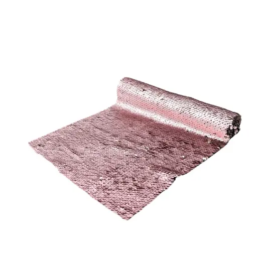 [N014] Location Chemin de table à sequins rose et doré champagne