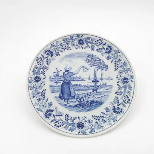 [S118] Location Assiette à dessert en porcelaine motifs variés bleu Hollandais